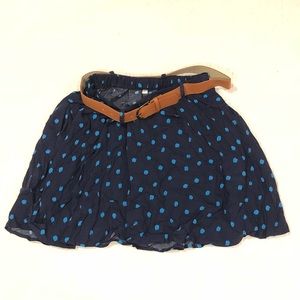 Xhilaration | Blue Dotted Skater Skirt with Belt